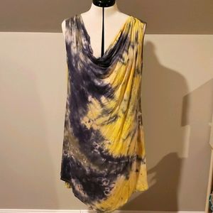 Knee length sleeveless tie dye dress